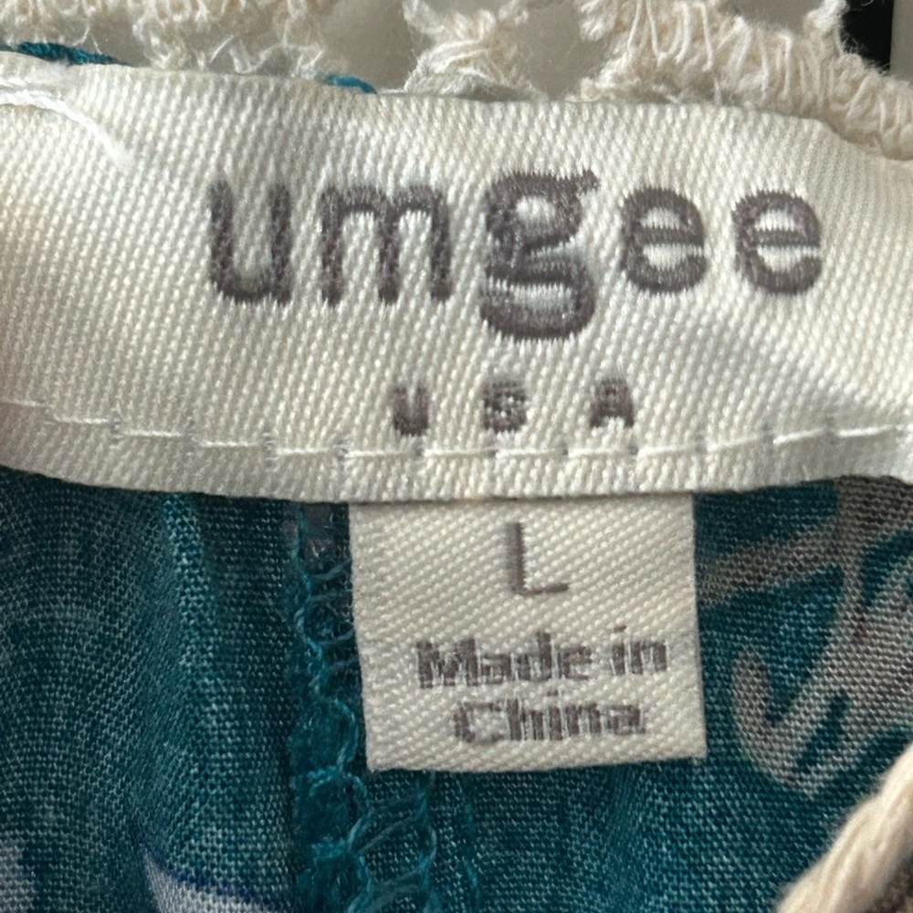 Vintage Umgee Teal and White Lace Tunic Butterfly Sleeve Top - Large - Like New - Picture 6 of 8